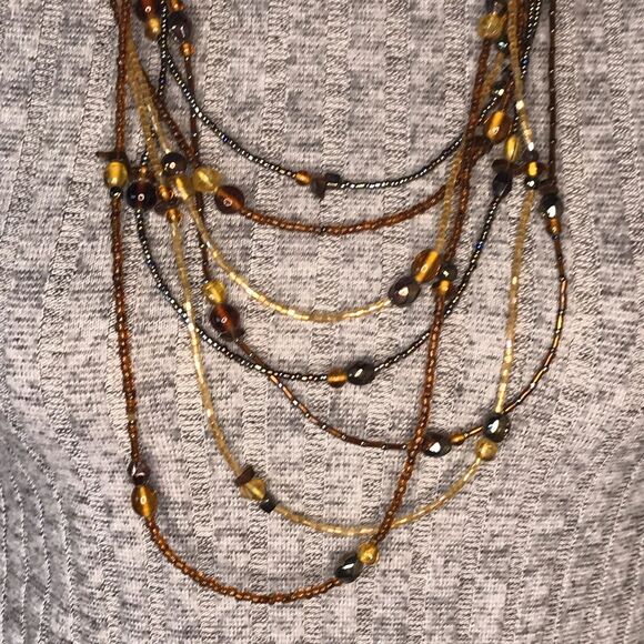 Multi Strand Beads Crystal Signed Tag NY EUC - Picture 1 of 5